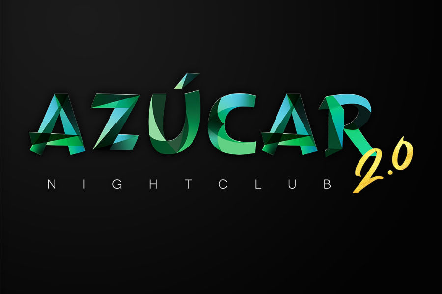 Logo of Azúcar Nightclub 2.0 with a modern green and gold design on a black background.