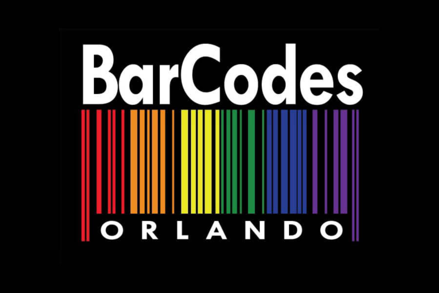 BarCodes Orlando logo with rainbow-colored barcode lines on a black background.