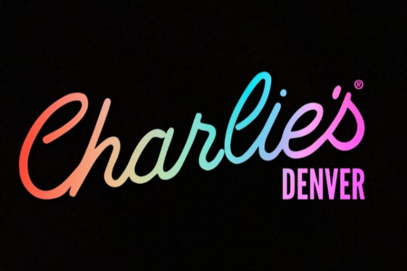 Rainbow-colored Charlie’s Denver logo on a black background, known as a historic LGBT nightclub.