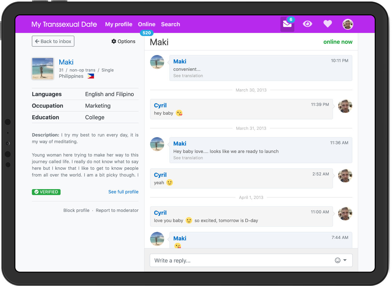平板电脑中的聊天系统 跨性约会聊天系统