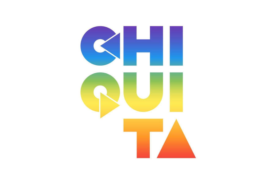 Geometric rainbow-colored Bar Chiquita logo with bold letters and abstract arrows and triangle shapes.