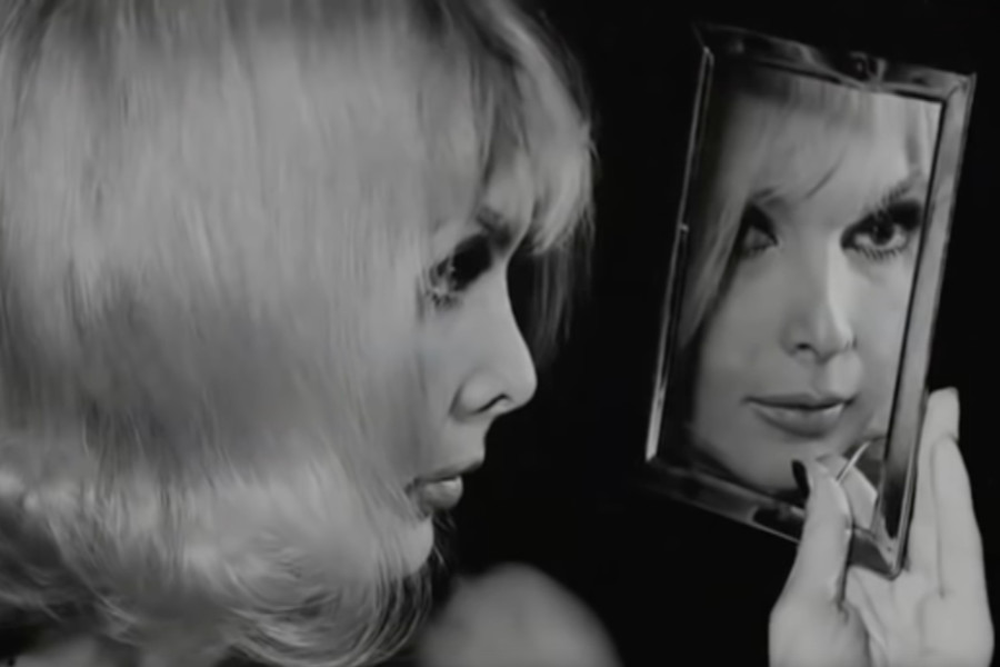 Coccinelle looking at herself in a mirror, excerpt from Absolutely Trans.