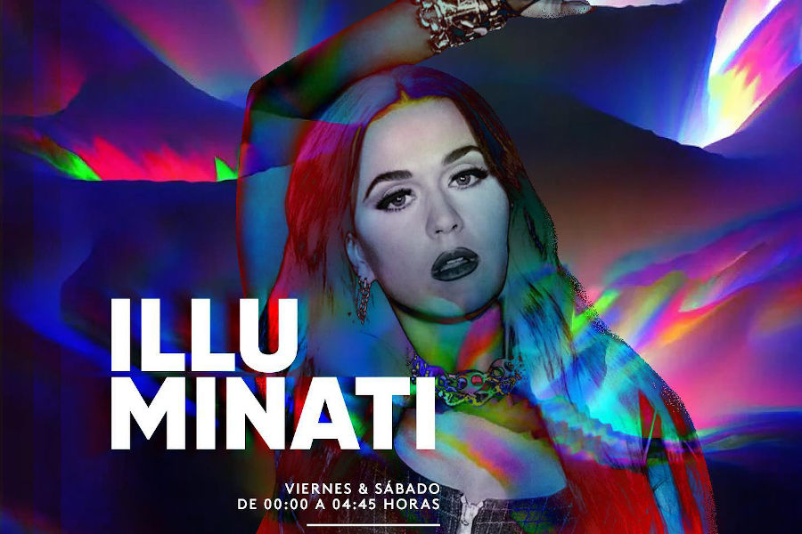 Imagen promocional para una fiestas LGBTQ+ en el bar Illuminati, con estética pop-art y colores vibrantes.