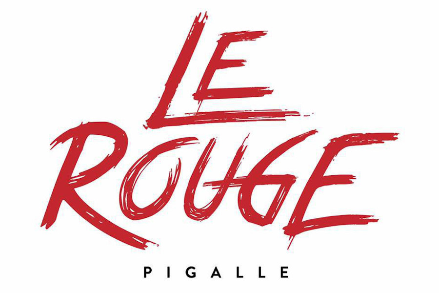 Logo of Le Rouge Pigalle with bold red brush lettering on white background.