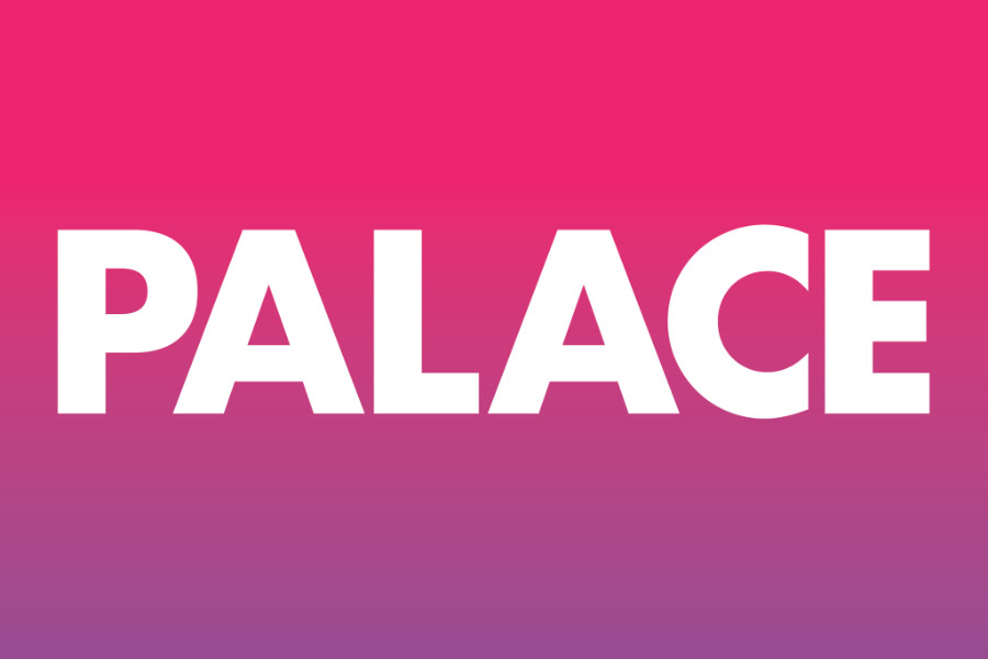 The word “PALACE” in bold white text centered on a pink-to-purple gradient background.