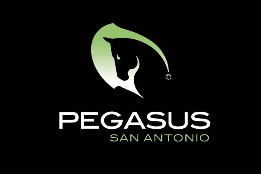 Logo of Pegasus San Antonio featuring a horse head in a green gradient circle.