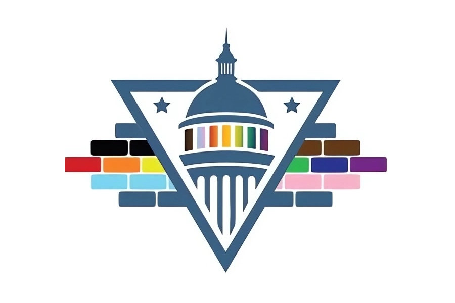 Sacramento Stonewall Democrats logo with the U.S. Capitol dome and rainbow-colored bricks.