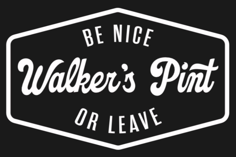 Walker’s Pint circular logo with a rainbow background and crossed letters spelling “PINT” in the center.